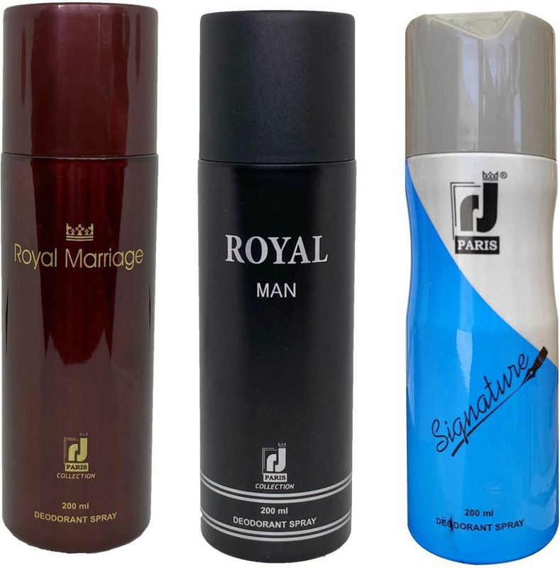 R J PARIS ROYAL MARRIAGE + ROYAL MAN + SIGNATURE Deodorant Spray - For Men & Women  (600 ml, Pack of 3)