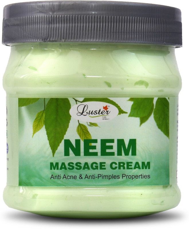 Luster Neem Facial Massage Cream | Anti-Acne & Anti-Pimple | Made with Organic Ingredients | For Glowing & Soft Textured Skin | Face & Body Massage Cream for Men & Women | No Paraben & Sulfate-  (500 ml)