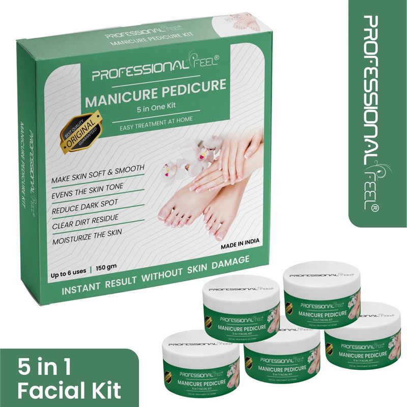 PROFESSIONAL FEEL Manicure Pedicure Facial Kit 5 In 1 For Women All Skin Types Fairness  (150 g)