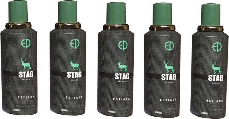 ESTIARA STAG BLACK (PACK OF 5) Deodorant Spray - For Men  (1000 ml, Pack of 5)