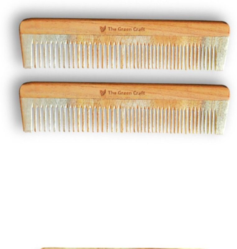 The Green Craft neem combs pack of 2 ( double teeth )