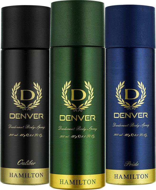 DENVER Hamilton, Caliber and Pride Combo Deodorant Spray - For Men  (600 ml, Pack of 3)