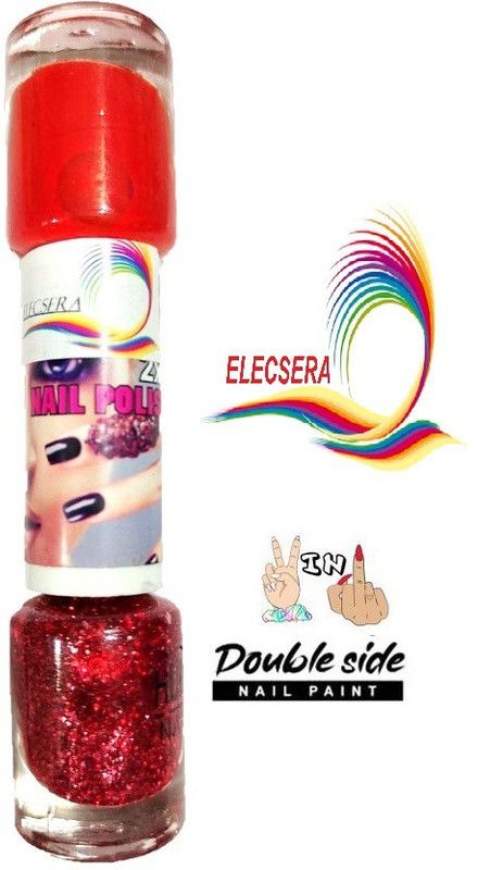 Elecsera 2 IN1 Nail Art Paint Neon Orange Enamel + Glitter Top Coat Polish Neon Orange