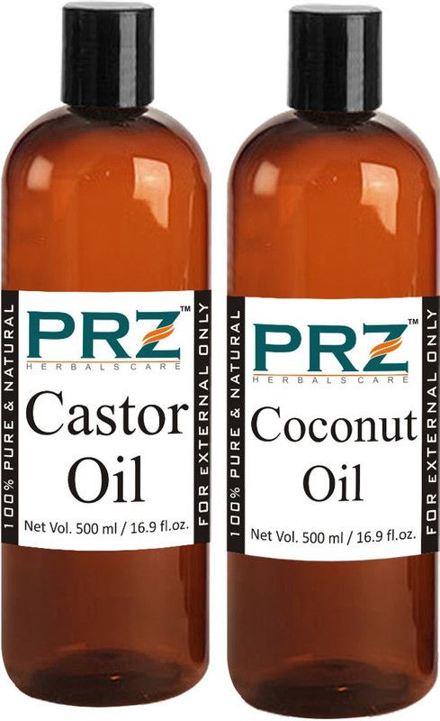 PRZ Combo of Castor Oil and Coconut Oil (Each 500ml)  (500 ml)