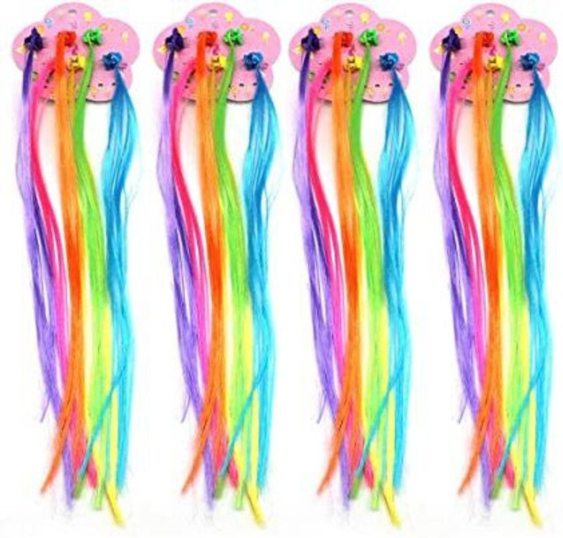 PIHET Colors Wig for Children Nylon Straight Colorful Extension (12- PCS) Hair Extension