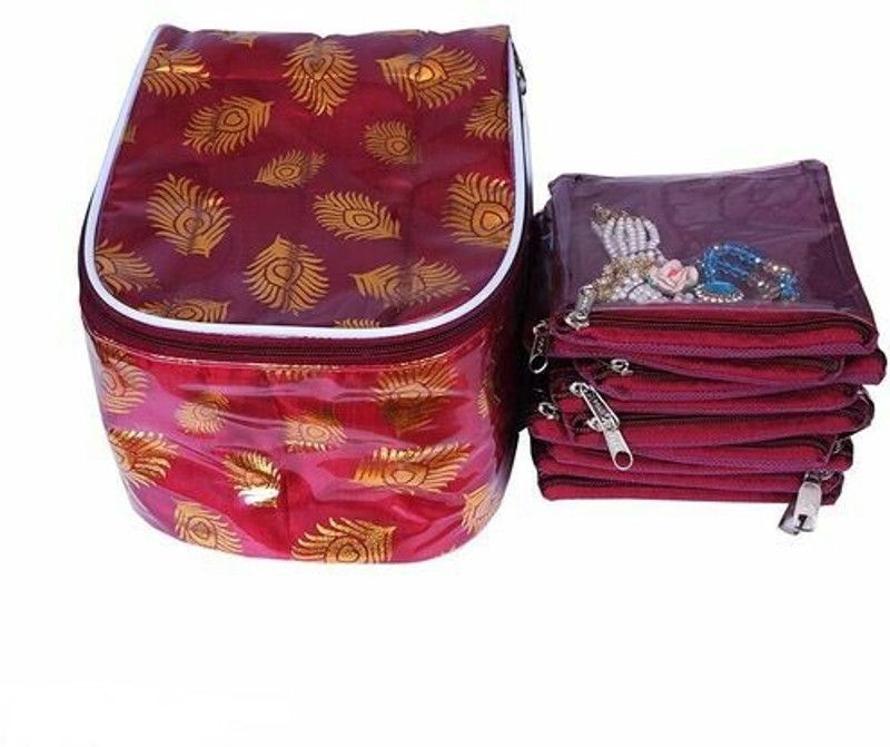 Shree Ashthavinayak Maroon Jwellery Organizer Jwellery Organiser Vanity Box  (Maroon)