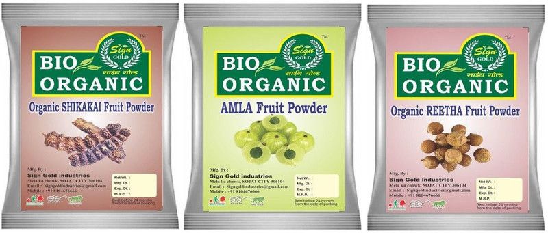 sign gold 100% Pure Amla + Reetha + Shikakai Powder - Combo Pack of 3 (300 g)  (300 g)
