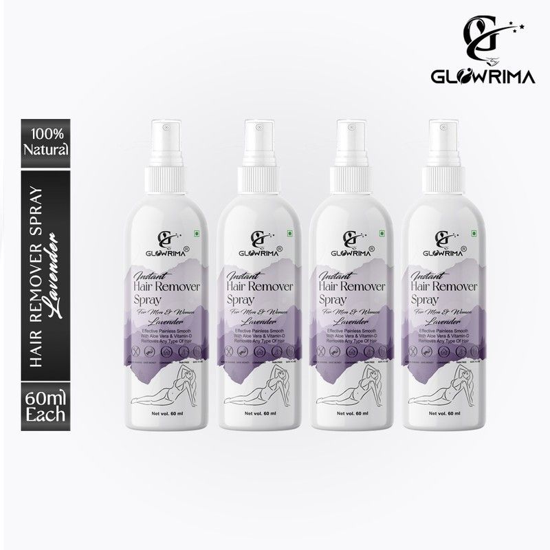 Glowrima Hair Removal Spray (Lavender Fragrance) 60ML (Pack Of 4) Spray  (240 ml, Set of 4)