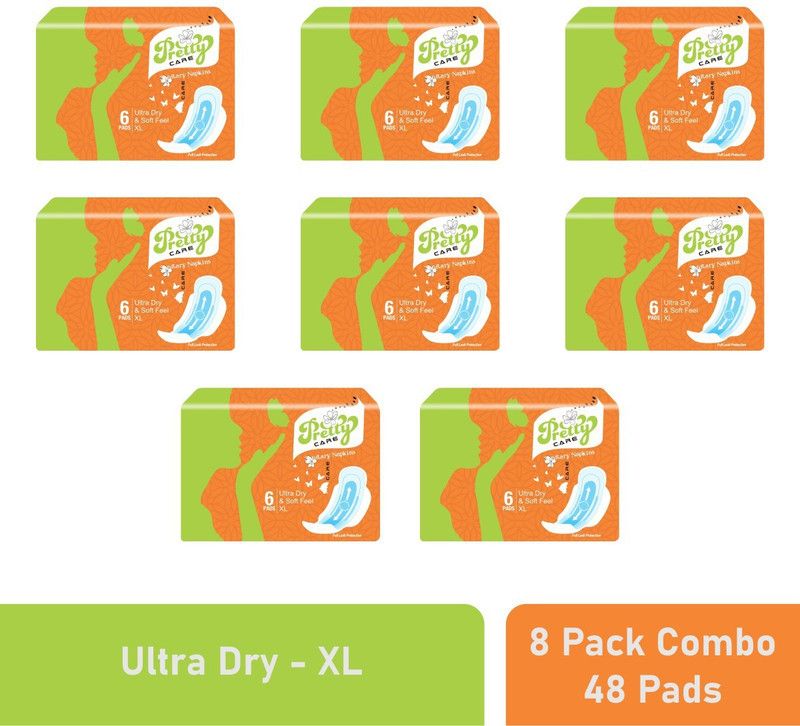 Pretty Care Ultra Dry XL-6 Pads (Combo 8) Sanitary Pad for Day & Night Sanitary Napkins Sanitary Pad  (Pack of 48)