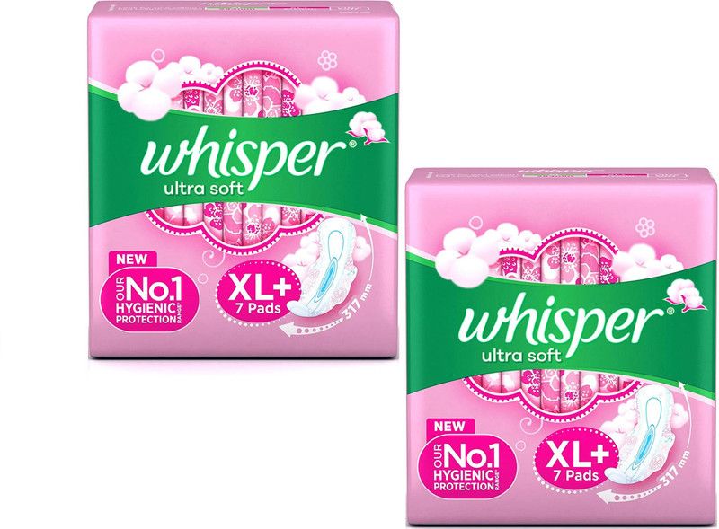 Whisper Ultra Softs Airfresh XL+ (7+7 Count) Sanitary Pad  (Pack of 2)