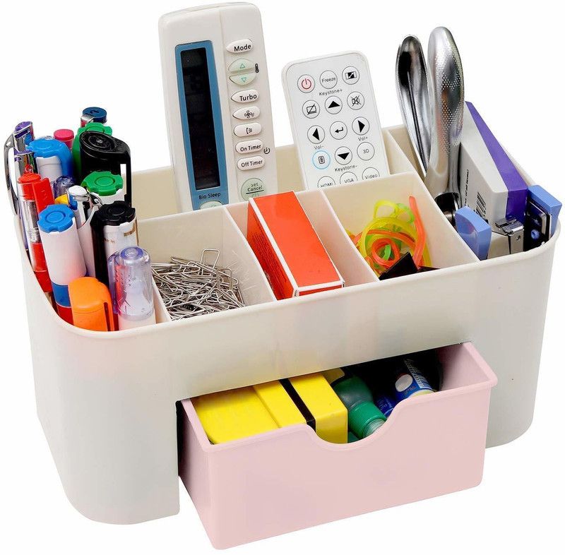 ActrovaX Desktop Tidy Organizer Holder with Drawer Cosmetic, Makeup Vanity Box  (Multicolor)