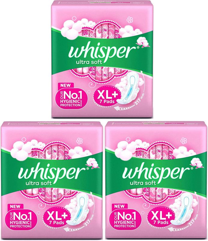 Whisper Ultra Softs Airfresh XL+ (7+7+7 Count) Sanitary Pad  (Pack of 3)