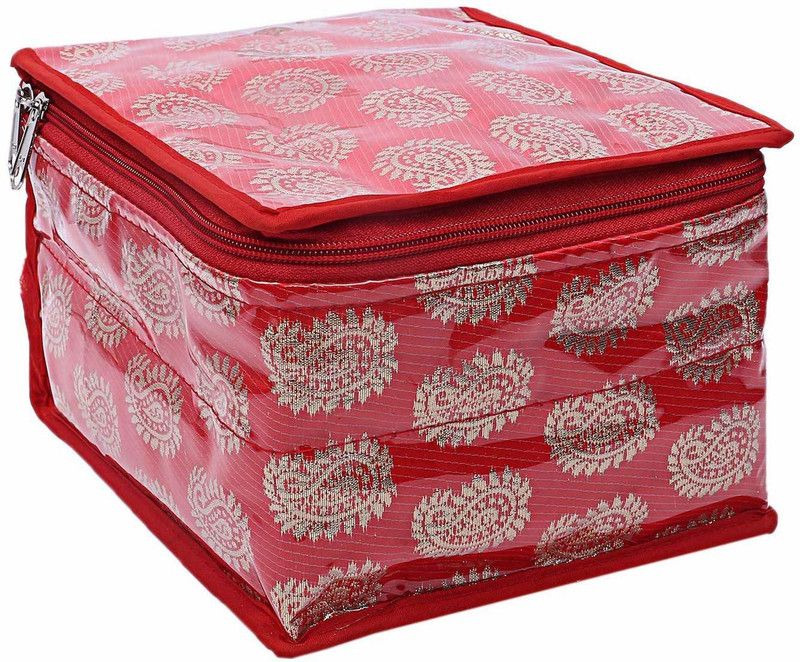 Bhumi Jewellery Organizer Box with 10 Transparent Pouch Jewellery Organizer Box Vanity Box  (Maroon)