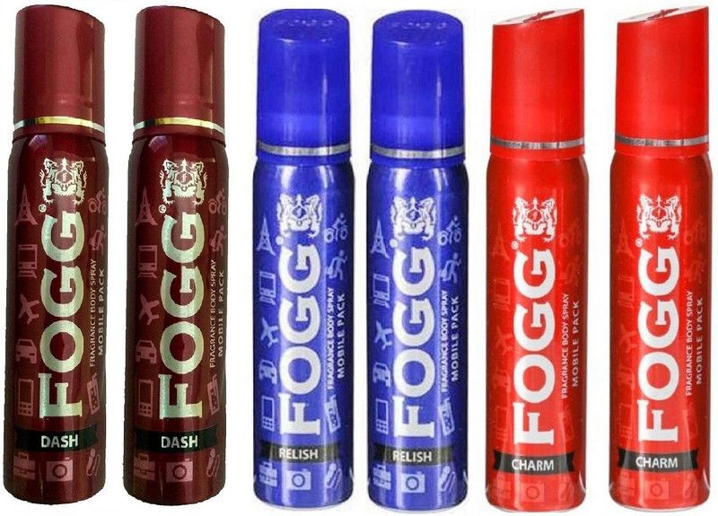 FOGG Dash,Relish,Charm Mobile Pack Pocket Deodorant Spray - For Men & Women  (150 ml, Pack of 6)