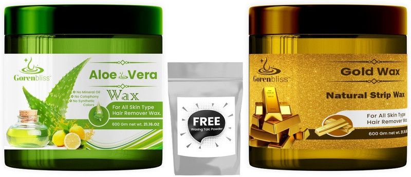 BITLING ENTERPRISE Aloe Vera & Gold Wax Pack of 2 With Waxing Talc Powder Wax  (600 g, Set of 2)