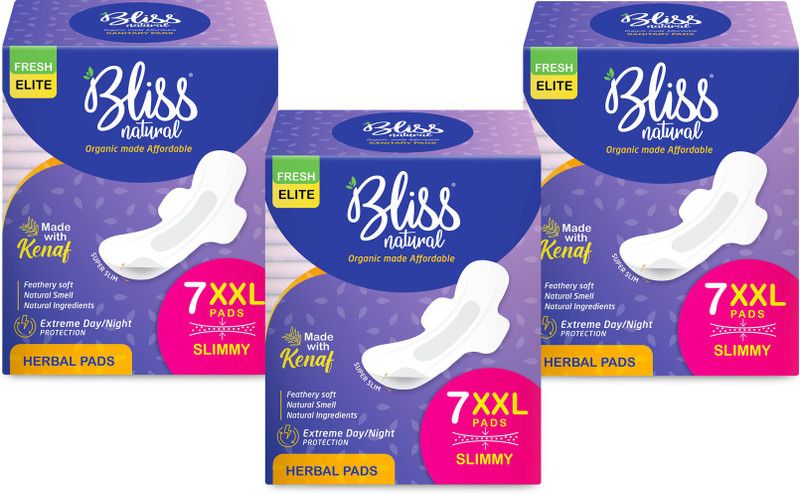 BlissNatural Rash-Free Sanitary Pads For Women | Combo Pack | Size - XXL| Pack Of 21 Sanitary Pad  (Pack of 3)