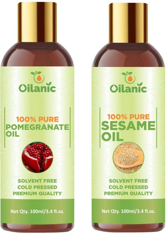 Oilanic Premium Pomegranate Oil & Sesame Oil Combo pack of 2 bottles of 100 ml(200 ml)  (200 ml)