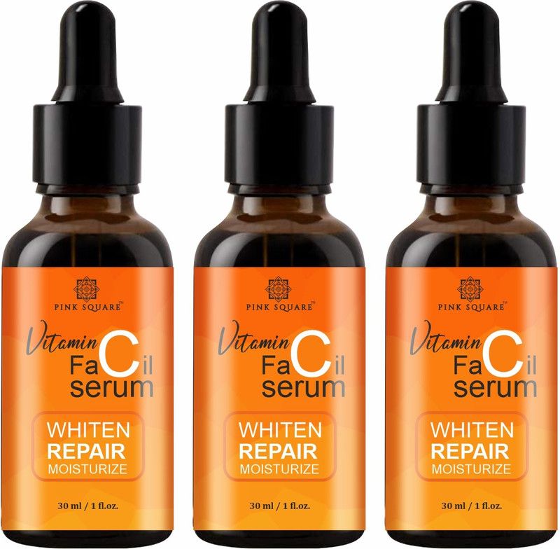 Pink Square Premium Vitamin C Facial Serum - For Anti Aging & Smoothening & Brightening Face Combo Pack Of 3 ,30ml(90ml)  (90 ml)