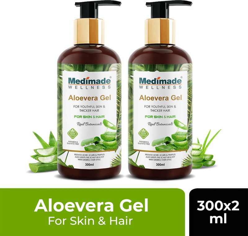 Medimade Aloe Vera Gel for Skin and Hair - Pack of 2  (600 ml)