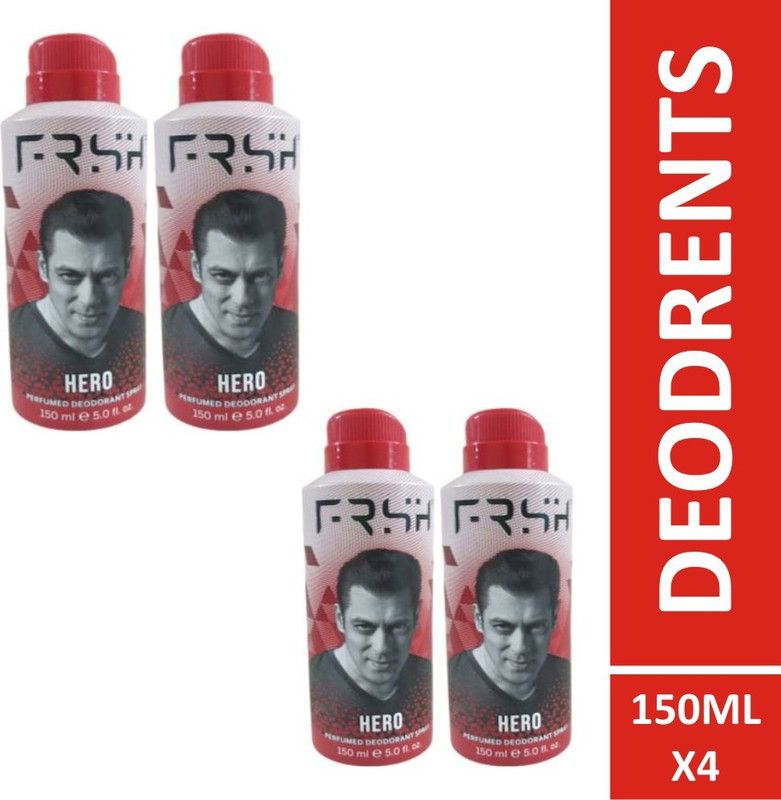 Frsh Perfumed Deodorant Body Hero Pack of 4 Body Spray - For Men  (600 ml, Pack of 4)