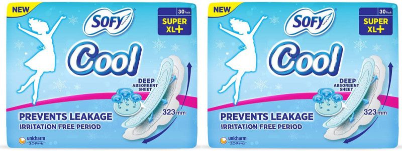 SOFY COOL SuperXL+ (30+30) Pads Sanitary Pad  (Pack of 2)