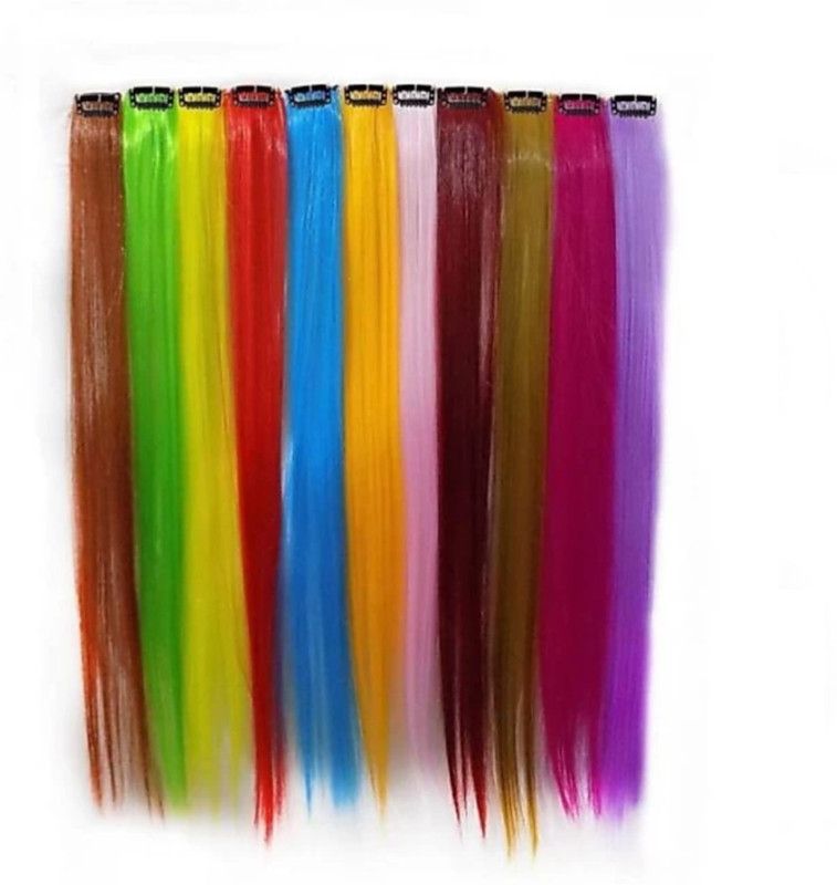 Alizz coloured multicolor hair strands high lighter for hair 10 synthetic strips Hair Extension
