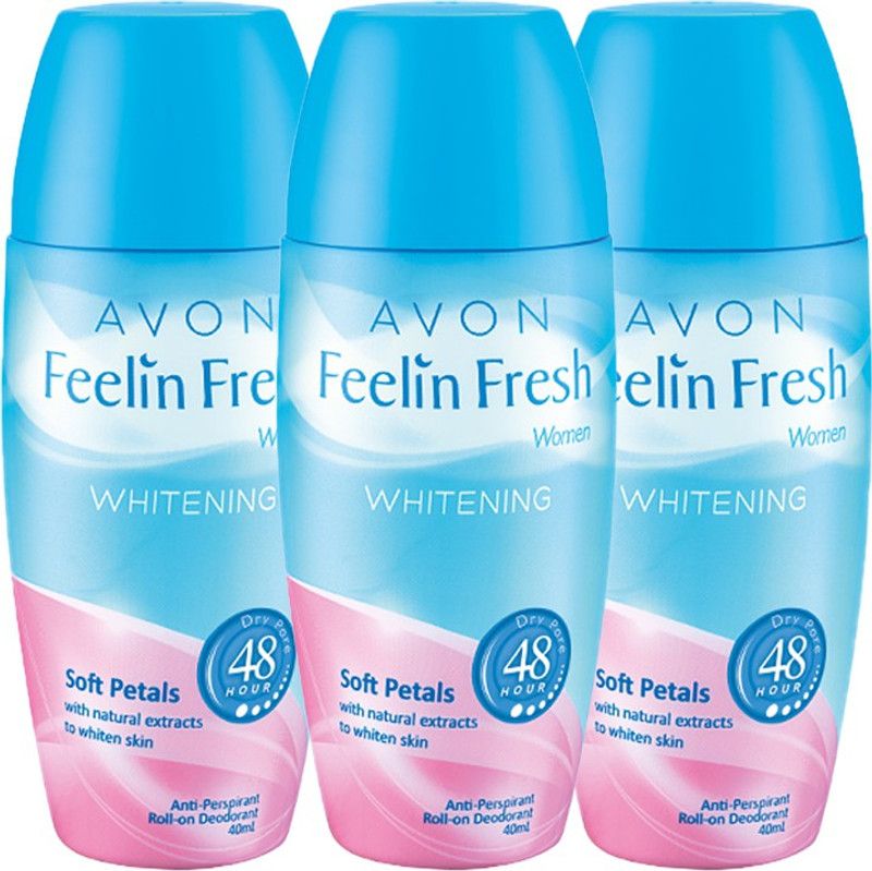 AVON Feelin Fresh Women Whitening Soft Petals 40 ml each x Pack of 3 Deodorant Roll-on - For Women  (120 ml, Pack of 3)