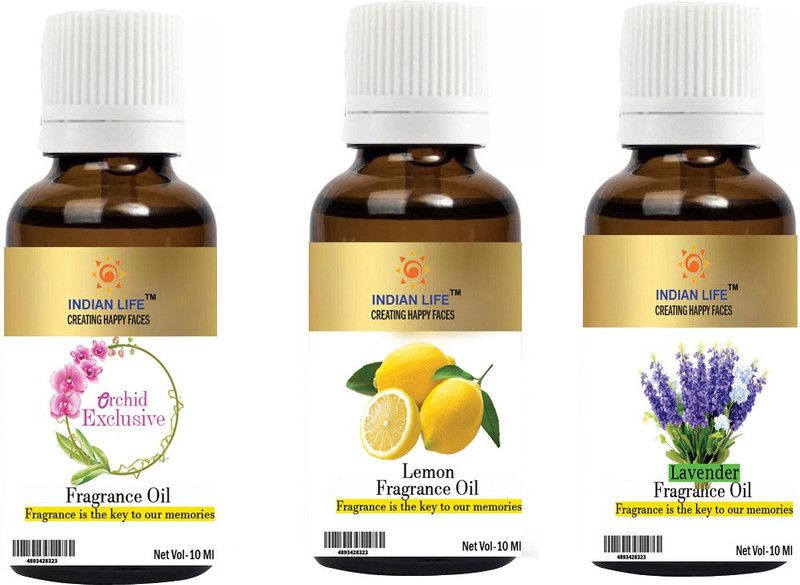 indianlife Aroma Oil for bathbomb/Candel/soap/Spa relaxing/Room fragrance/Meditation/Diffusion(Pack of 3) 10 Ml each(Lavender+Lemon+Orchid)  (30 ml)