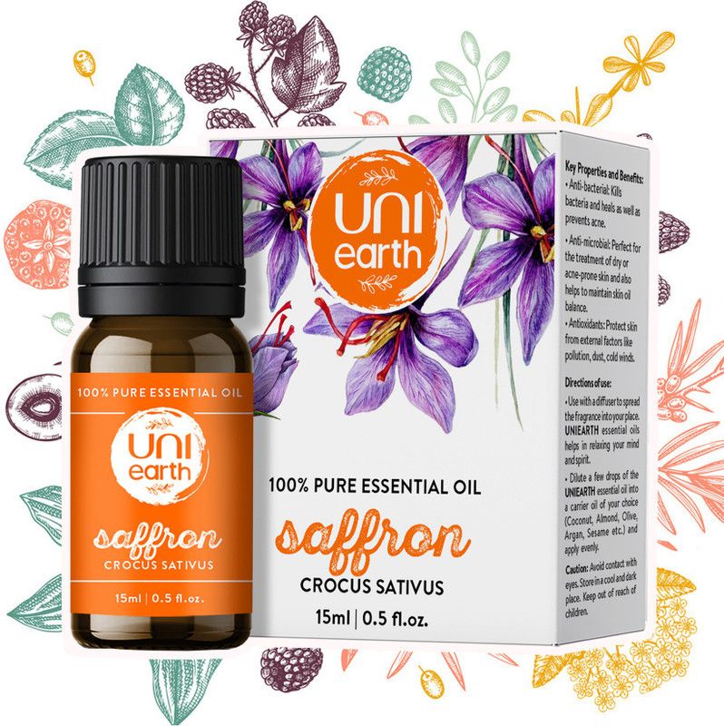 Uniearth Saffron Essential Oil for Skin & Hair Care - No Alcohol, Parabens or Sulphates  (15 ml)
