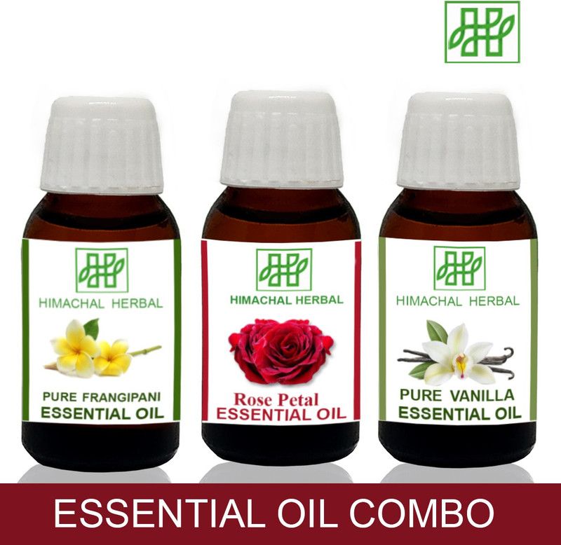 Himachal Herbal FRANGIPANI-ROSE-VANILLA ESSENTIAL OIL FOR COSMETIC SOAP MAKING AROMATHERAPY-3PC EACH 10ML  (30 ml)