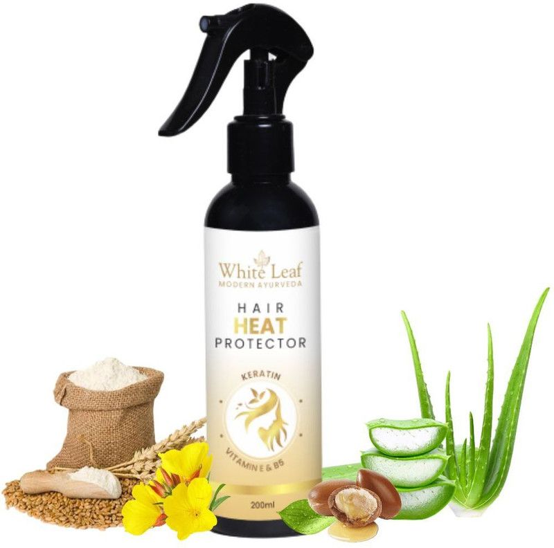 White Leaf Natural Hair Heat Protection Spray Heat Defence Styling Spray With Wheat Protein Hair Spray  (200 ml)
