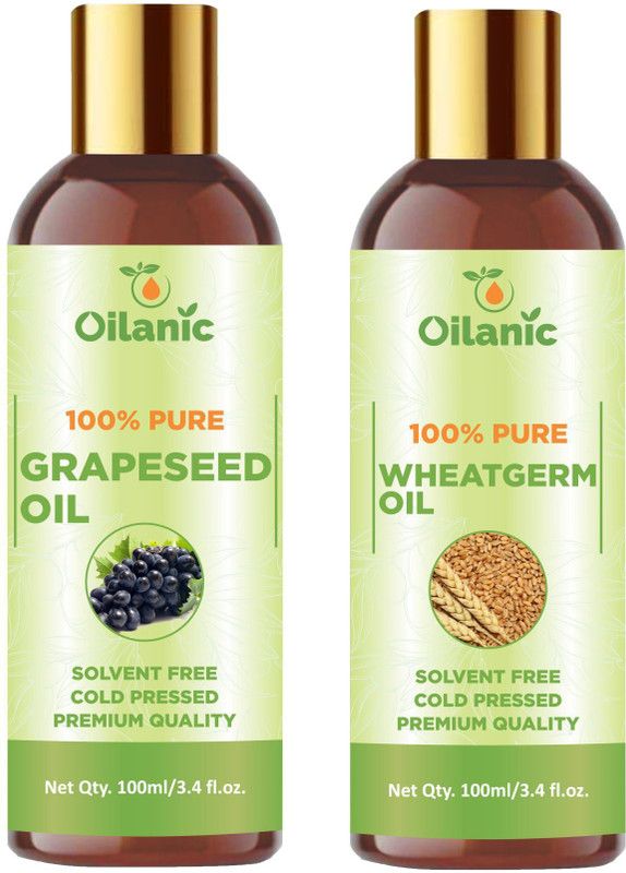 Oilanic Premium Grapeseed Oil & Wheatgerm Oil Combo pack of 2 bottles of 100 ml(200 ml)  (200 ml)
