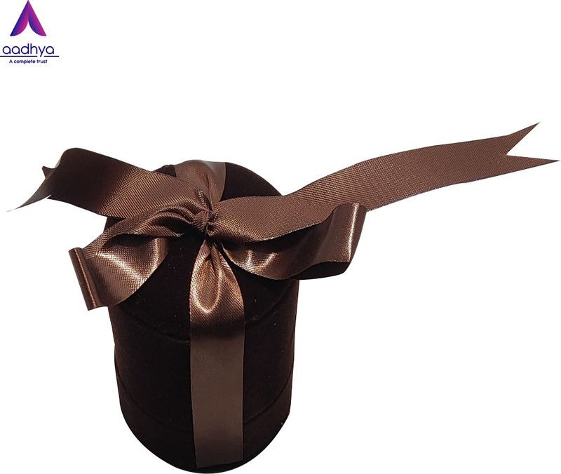 Aadhya New shape velvet ring box storage box keep safe Ring Vanity Box  (Brown)