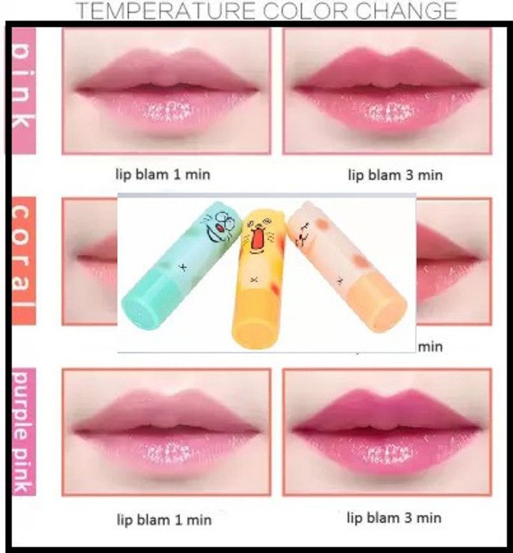 KA-KAIASHA BEAUTY PRODUCT COLOUR CHANGER PACK OFF 3 CARTOON SHAPE LIPBALM FRUITY multicolor  (Pack of: 3, 15 g)