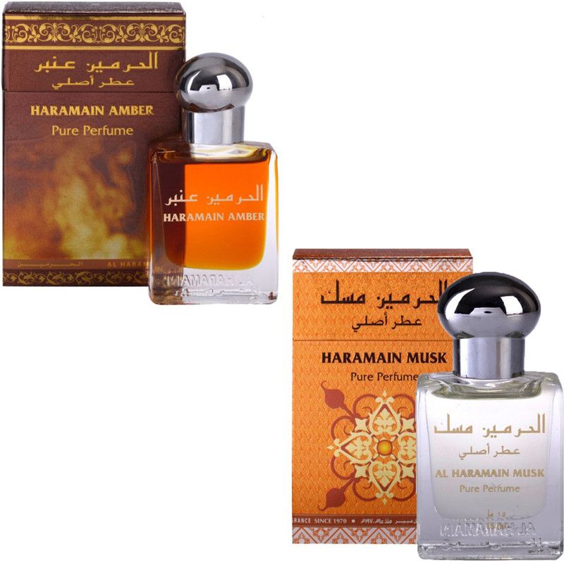 Al Haramain Amber & Musk Fragrance Roll on Attar Combo Pack of 2 - 2 x 15 ml Floral Attar  (Floral)