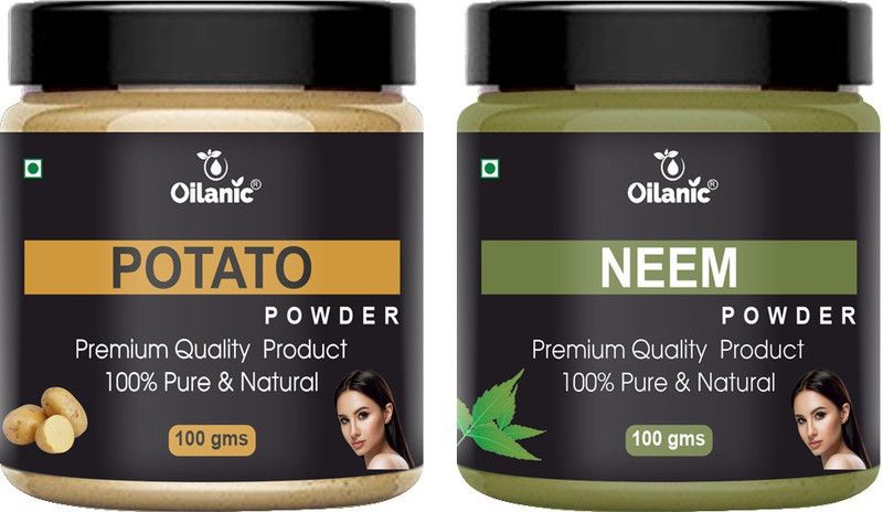 Oilanic 100% Pure & Natural Potato & Neem Powder- For Skin & Hair Combo Pack of 2 Jar 100gm (200gm)  (200 g)