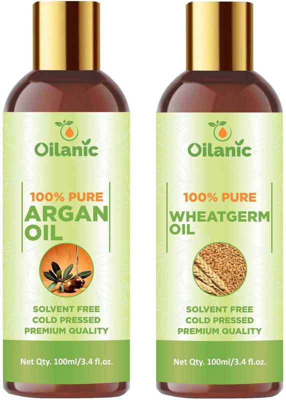 Oilanic Premium Argan Oil & Wheatgerm Oil Combo pack of 2 bottles of 100 ml(200 ml)  (200 ml)