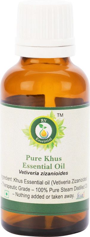 R V Essential Pure Khus Essential Oil 15ml- Vetiveria Zizanioides (100% Pure and Natural Steam Distilled)  (15 ml)