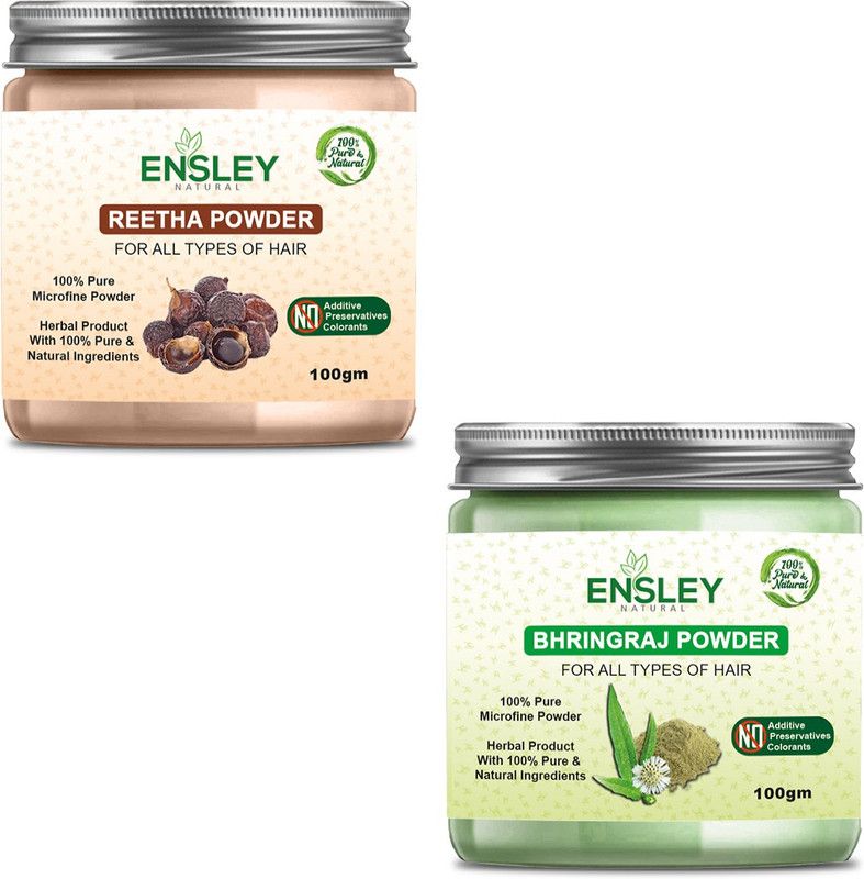 ENSLEY 100% Pure Reetha Powder and Bhringraj Powder  (200 g)