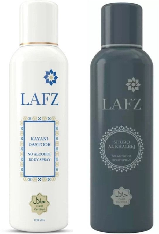 Lafaz KAYANI DASTOOR+SHURQ AL KHALEEJ 100% VEGETARIAN HALAL (300 ML) PACK OF 2 Body Spray - For Men & Women  (300 ml, Pack of 2)