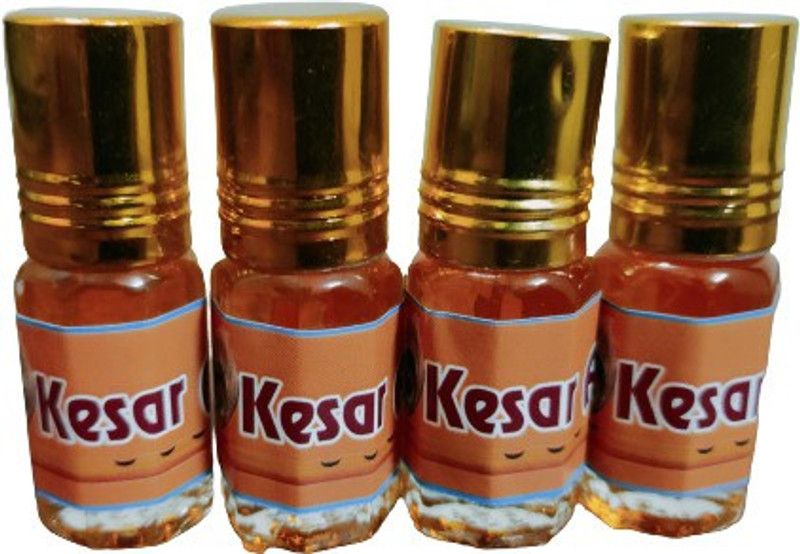 KAH ATTAR KESAR ATTAR (A PACK OF 4 BOTTLES @ 3ML EACH) Floral Attar  (Natural)