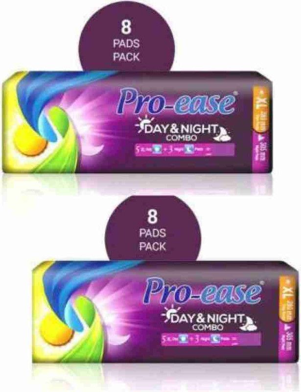 Pro-ease Day&Night Combo pack 8+8 Pad Sanitary Pad  (Pack of 2)
