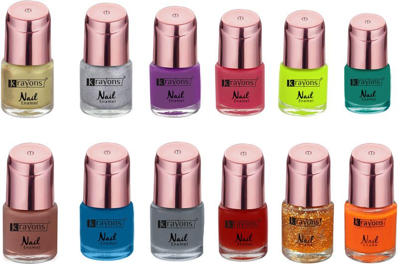 Krayons Crazy Gel Nail Enamel, Waterproof, Longlasting, 96ml, Combo (Pack of 12) Best of Gel Nail Paints  (Pack of 12)