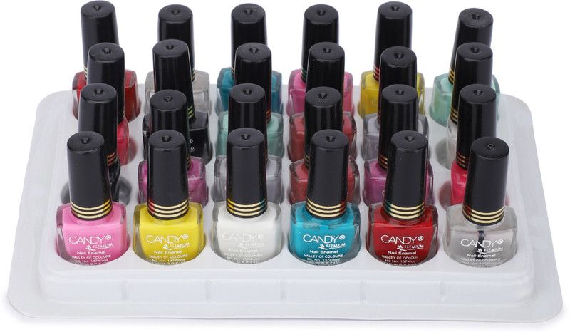 CANDY Quick Drying Long lasting Premium Colors Nail Polish Combo Set of 24 piece Multicolor  (Pack of 24)
