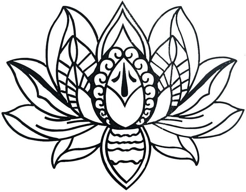 Comet Busters Beautiful Lotus Flower Black Temporary Body Tattoo Sticker (BJ314)  (Temporary Tattoo)