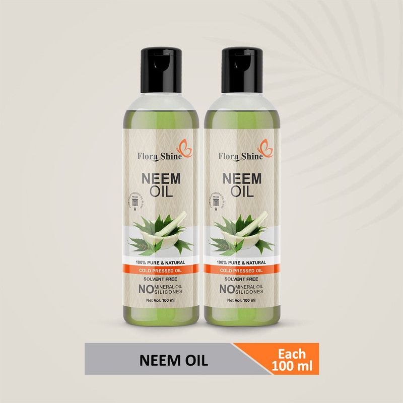flora shine Neem Oil for Skin Treatment, Hair Care, Face (100 ml)-Pack of-2-Bottle-(200ml)-Hair Oil(200ML) Hair Oil (200 ml) Hair Oil  (200 ml)