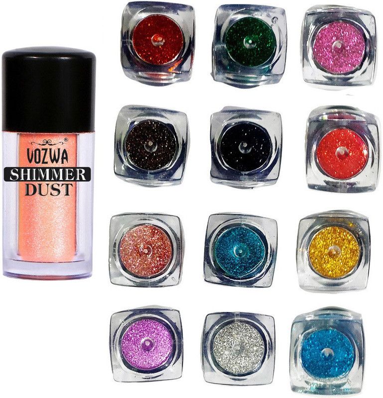VOZWA Peach Eyeshadow Shimmer Dust and Multicolor Glitter powder Eyes) 14 g  (Multicolor)