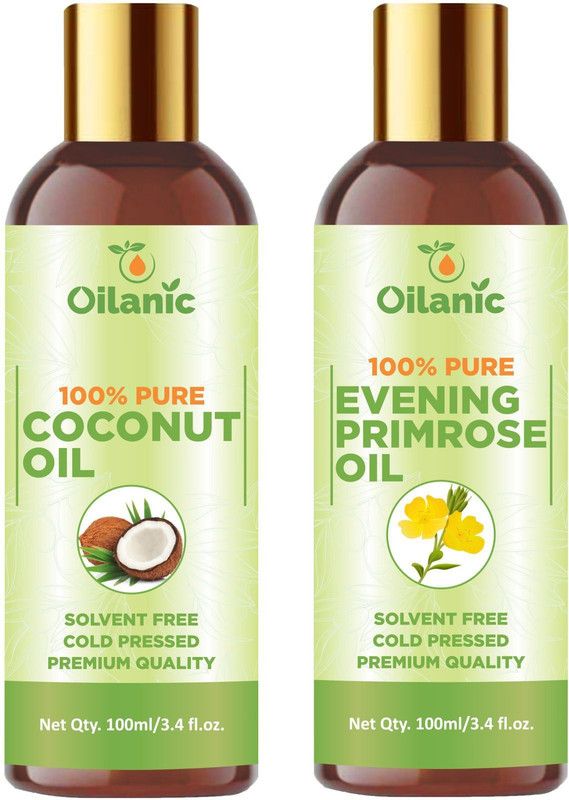 Oilanic Premium Coconut Oil & Evening Primrose Oil Combo pack of 2 bottles of 100 ml(200 ml)  (200 ml)