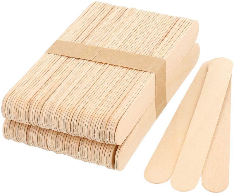 Shihen 100 PCS Disposable Wooden Depilatory Wax Applicator Stick Spatula Hair Removal Tools, Hair Removal Sticks for Home and Salon Strips  (100 Strips)