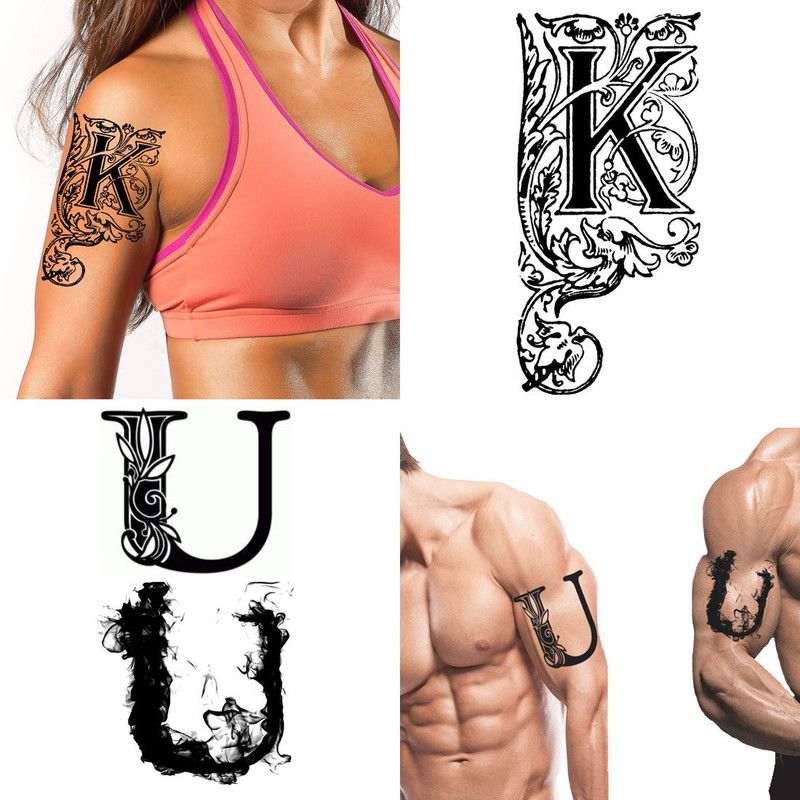 Ordershock KU Name Letter Tattoo Waterproof Boys and Girls Temporary Body Tattoo Pack of 2.  (KU Name Letter Tattoo)